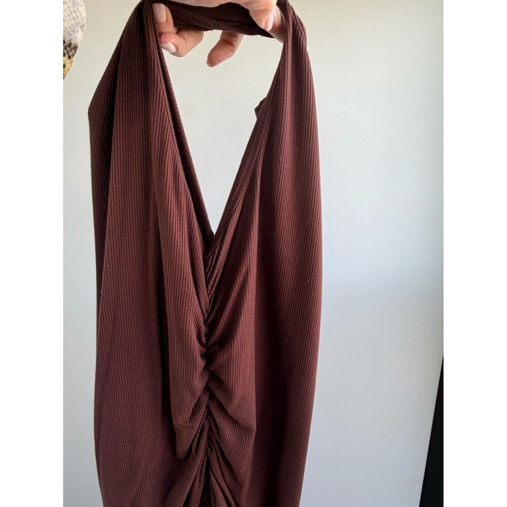 Cocoa Brown Ruched Bodycon Mini Dress Small - Picture 6 of 9